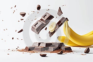 Chocolate and banana dynamic splash