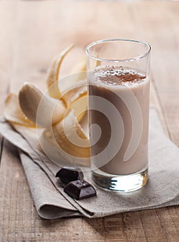 Chocolate and banana smoothie (milkshake)