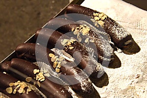 Chocolate bananas at a Christmas market in Austria, Europe