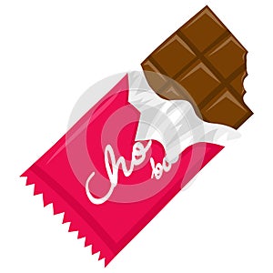 Chocolate Bar Bitten Illustration Icon Vector