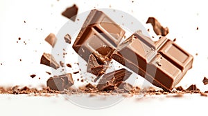 Chocolate Bar Breaking Apart with Flying Chunks