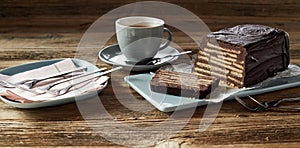 Chocolate bar cake with coffee