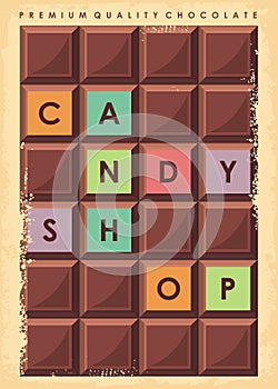 Chocolate bar candy shop promo poster