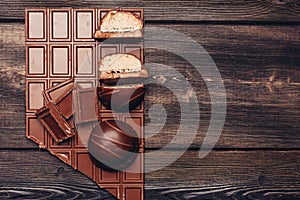 chocolate bar delicacy sweets cocoa gastronomia wooden background photo