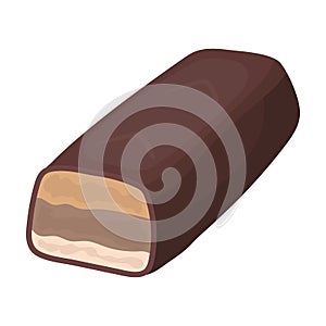 Chocolate bar icon in cartoon style isolated on white background. Chocolate desserts symbol stock vector illustration.