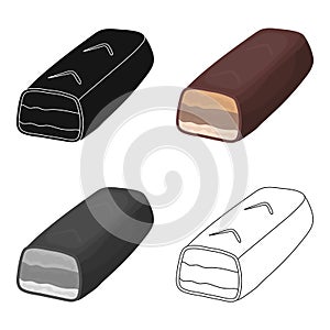 Chocolate bar icon in cartoon style isolated on white background. Chocolate desserts symbol stock vector illustration.