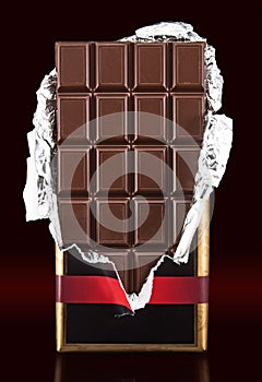 Chocolate bar with open cover