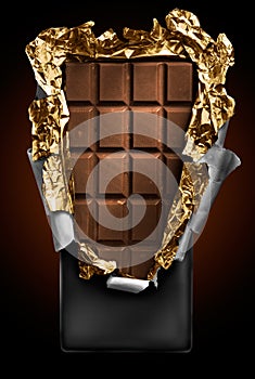 Chocolate in bar with open cover