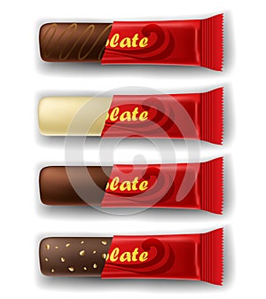 Chocolate bar in package set