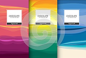 Chocolate bar packaging set. Trendy luxury product branding template with label pattern for packaging