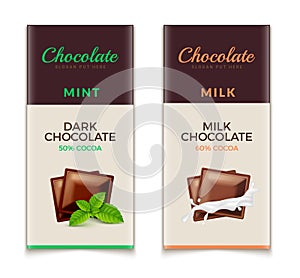 Chocolate bar packaging template design. Chocolate branding product pattern. Vector luxury design package