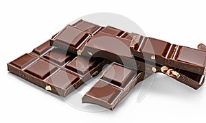 Chocolate bar with pieces of chocolate. Top view