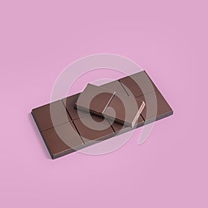 Chocolate bar on a pink background