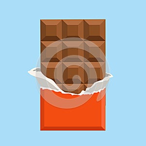 Chocolate bar vector illustratio, isolated on background