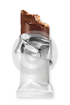 Chocolate bar, white polyethylene wrap