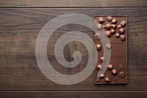 Chocolate bar with whole hazelnuts