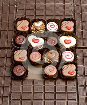 chocolate bars with chocolate candies