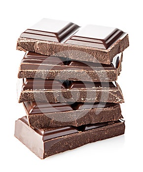 Chocolate bars isolated on white background