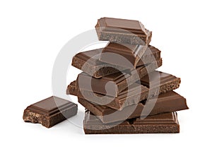 Chocolate bars on white background