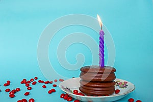 Chocolate Birthday Cake and candle