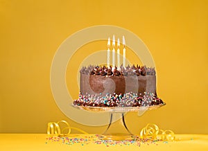 Chocolate Birthday Cake on Yellow