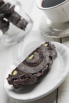 Chocolate biscotti or cantuccini coffee