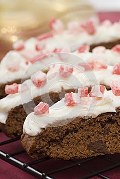 Chocolate Biscotti with peppermint sprinkles photo