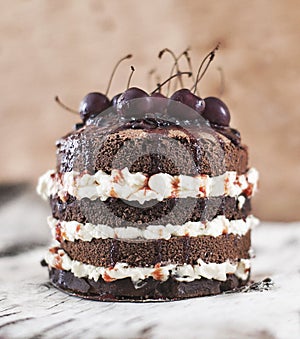 Chocolate biscuit cherry cake