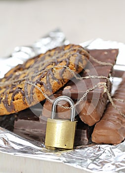 Chocolate and biscuits locked