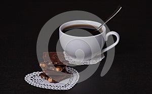 Chocolate, Black Coffee In White Cup