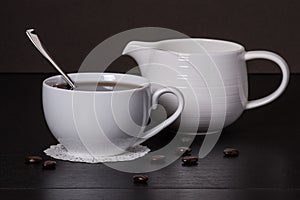 Chocolate, Black Coffee In White Cup