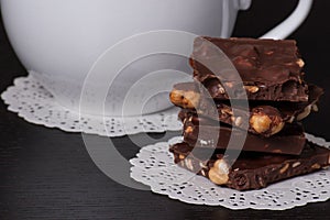 Chocolate, Black Coffee In White Cup