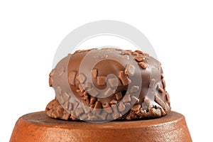 chocolate bonbon with dulce de leche delicious caramel sugar filling isolated caloric