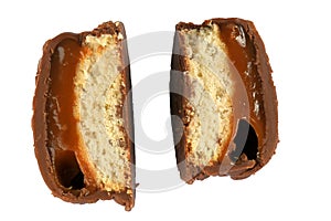 chocolate bonbon with dulce de leche delicious caramel sugar filling isolated caloric