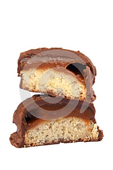 chocolate bonbon with dulce de leche delicious caramel sugar filling isolated caloric