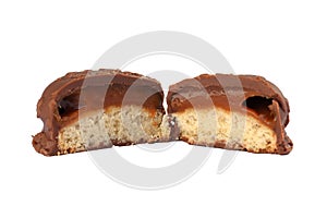 chocolate bonbon with dulce de leche delicious caramel sugar filling isolated caloric