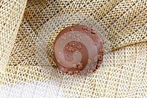 chocolate bonbon with dulce de leche delicious caramel sugar filling isolated caloric