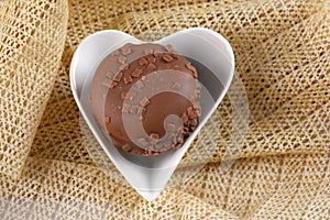 chocolate bonbon with dulce de leche delicious caramel sugar filling isolated caloric