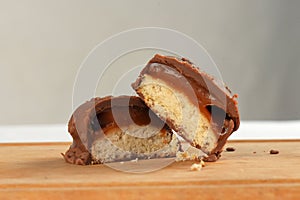 chocolate bonbon with dulce de leche delicious caramel sugar filling isolated caloric