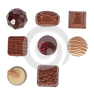 Chocolate bonbons, aka bon-bons or truffles isolated on white