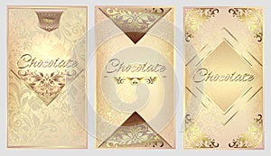 Chocolate box cover design vintage background mandala with golden lace ornaments and art deco floral decorative elements
