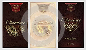 Chocolate box cover design vintage background mandala with golden lace ornaments and art deco floral decorative elements