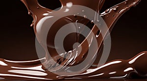 chocolate on a brown background, liquid chocolate on abstract backgroumd, pouring chocolate on brown background