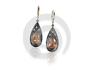 Chocolate Brown Diamond drop style dangle Earrings