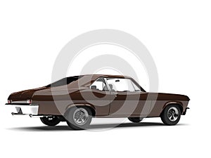 Chocolate brown old vintage muscle car - rear view