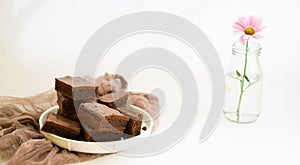 Chocolate brownie bits with place for text