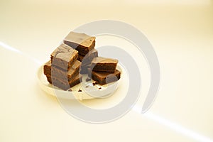 Chocolate brownie bits with place for text