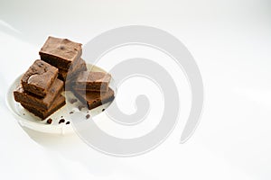 Chocolate brownie bits with place for text