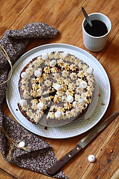 Chocolate Brownie Cake with Whipped Peanut Butter Frosting