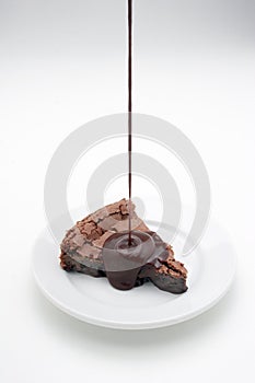 Chocolate Brownie with chocolate syrup